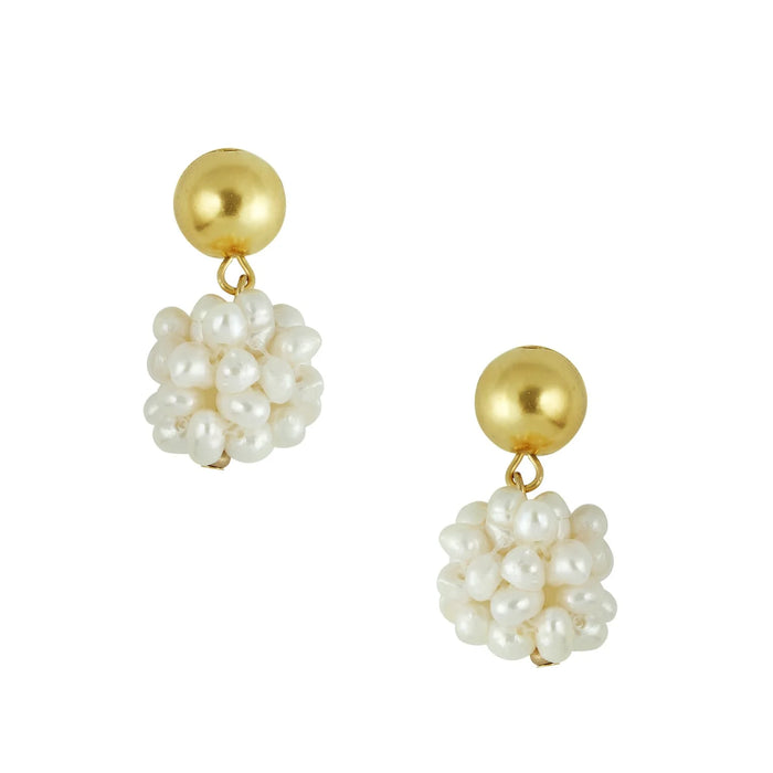 Earrings, Handcast Gold with Pearl Cluster