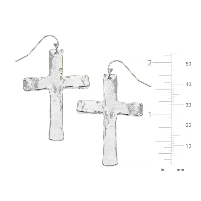 Earrings, Handcast Silver Cross