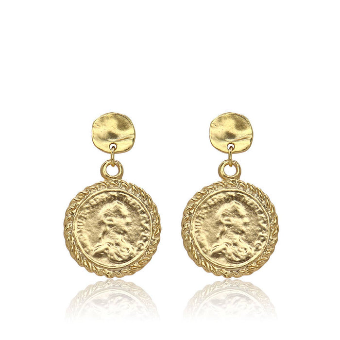 Coin Drop Earrings - 24K Gold Plated