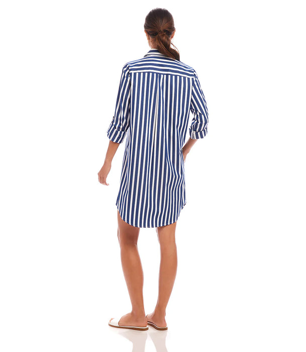 Karen Kane PRoll Top Striped Shirtdress