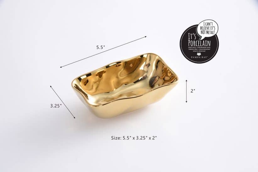 Pampa Bay Mini Rectangular Bowl, Gold