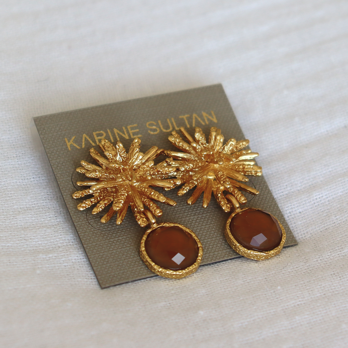 Earrings, Starburst x Gem Drop, Mocha