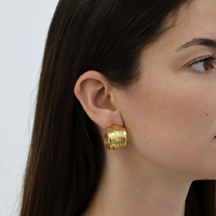 Earrings, Parchment Texture Hoops
