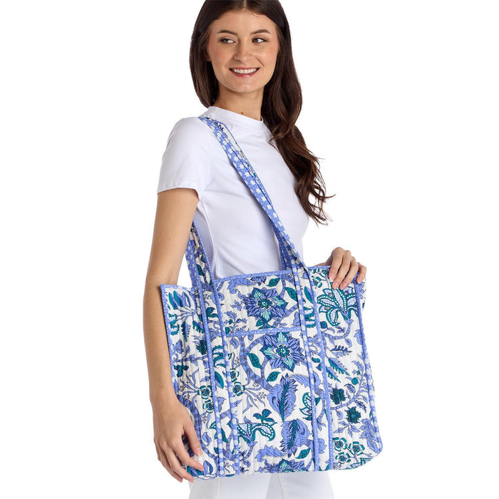 Cotton Reversible Tote, Blue & White