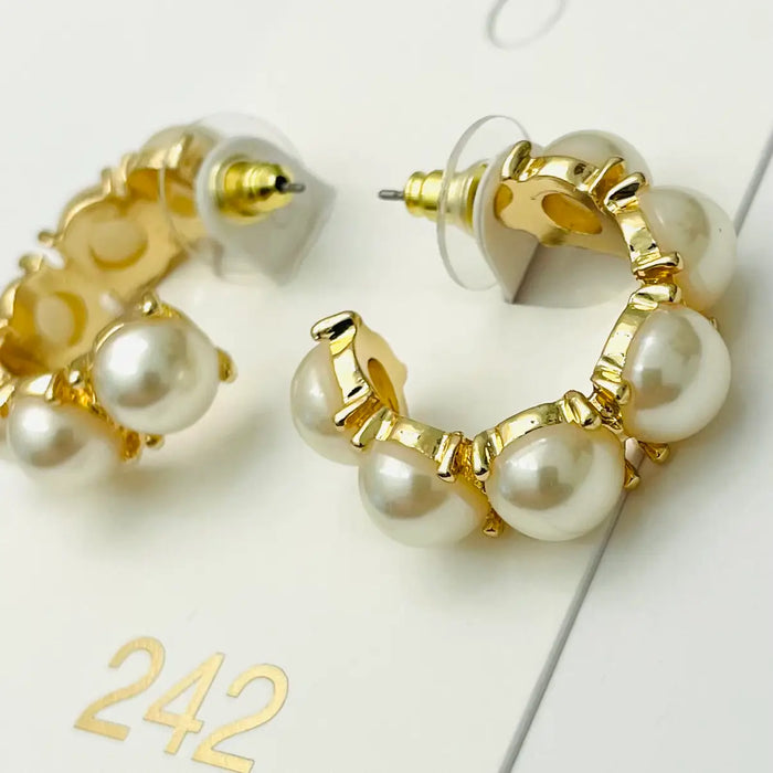 Earrings, Pearl Hoop