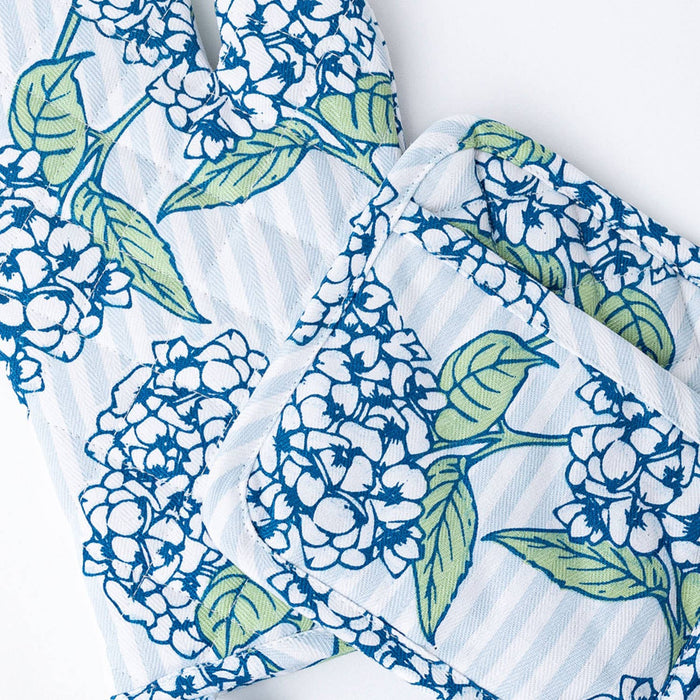 Oven Mitt Set, Hydrangea Stem