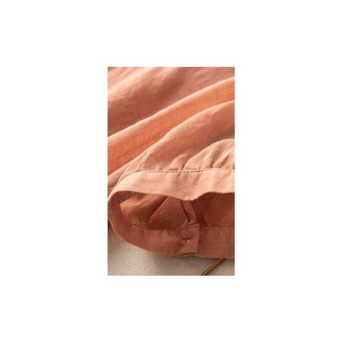 Cotton Linen Short-Sleeve Blouse, Coral