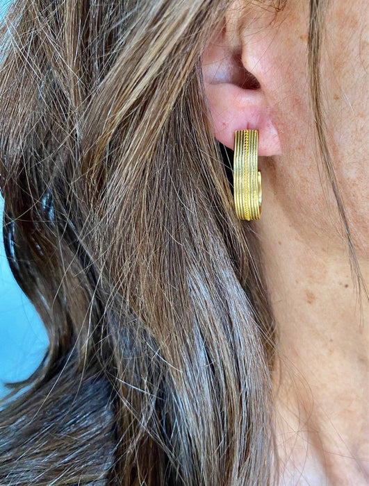 Earrings, Gold Plated Half Hoop