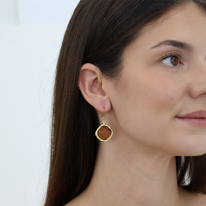Earrings, Mocha Stone Drop