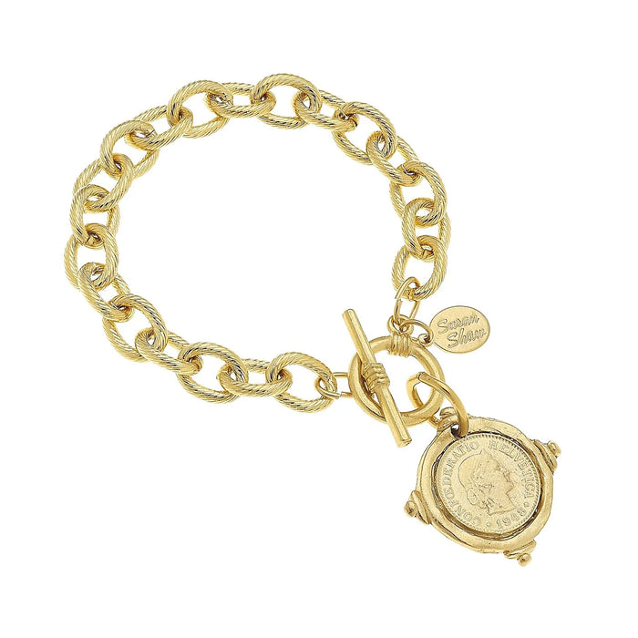 Bracelet, Gold Coin with Toggle