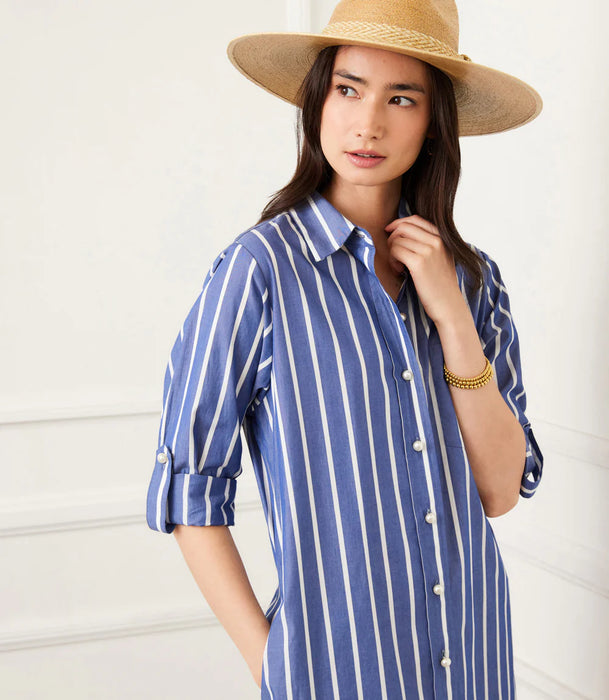 Karen Kane PRoll Top Striped Shirtdress