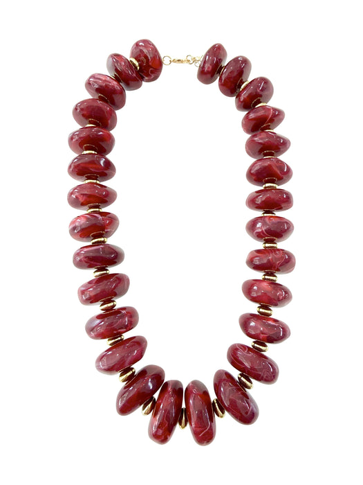 Necklace, Randi Chunky Beaded - Maroon