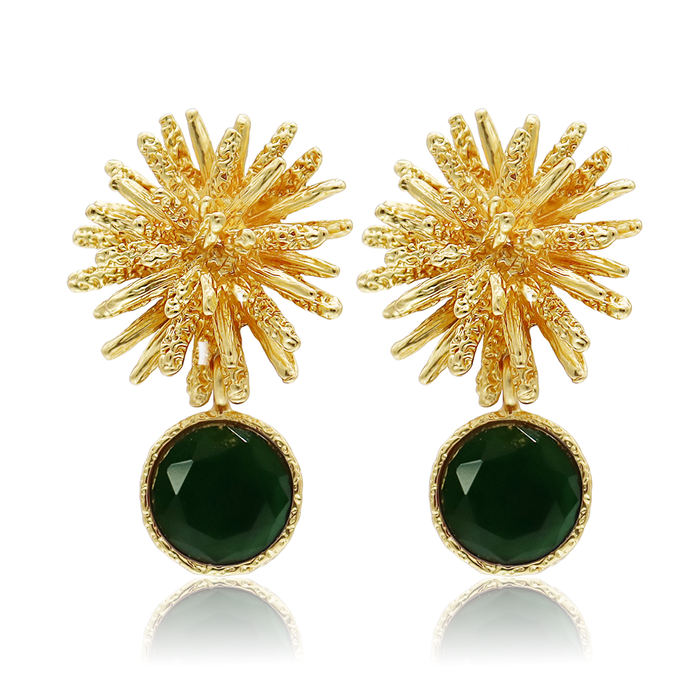 Earrings, Starburst Gem Drop