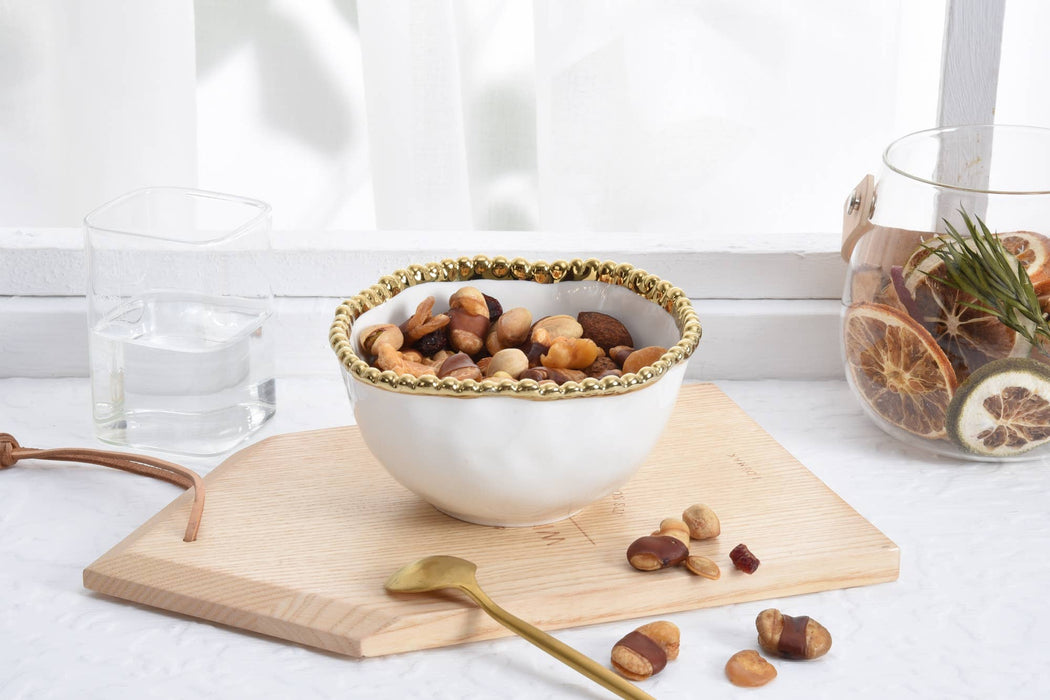 Small Bowl, White and Gold