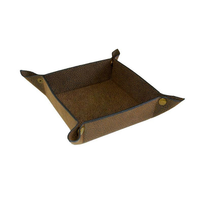 Valet Tray, Brown Faux Suede