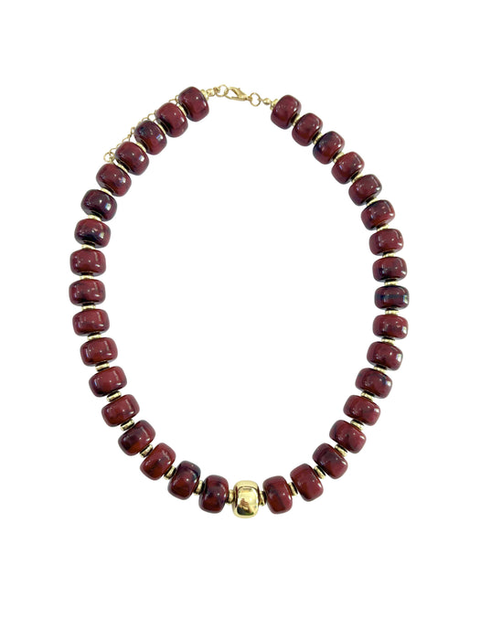 Necklace, Rachel Chunky Beaded  - Maroon