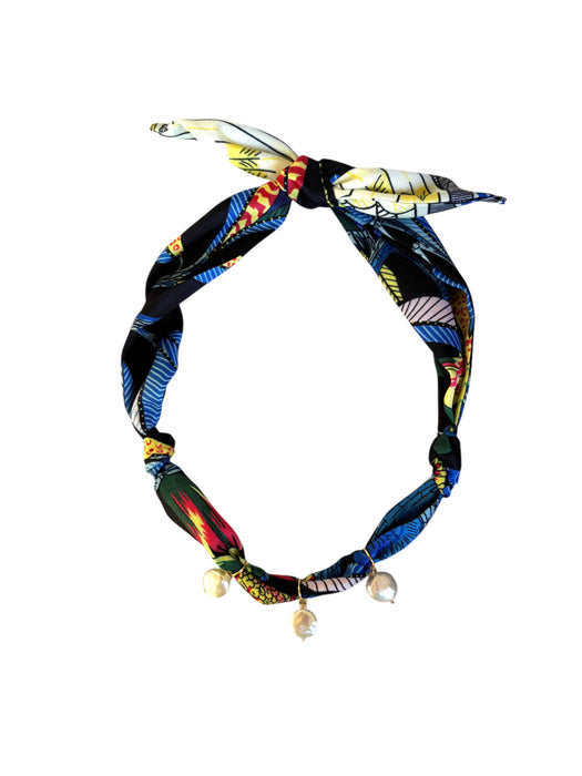 Triple pearl scarf necklace