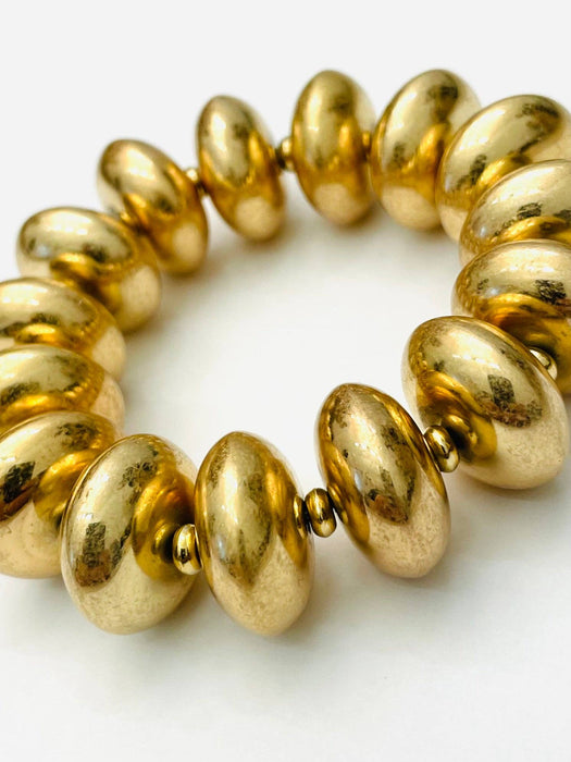 Bracelet, Thick Disc Bracelet, Worn Gold