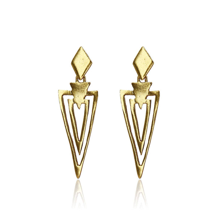 Earrings, Arrow-Inspired Gold Statement