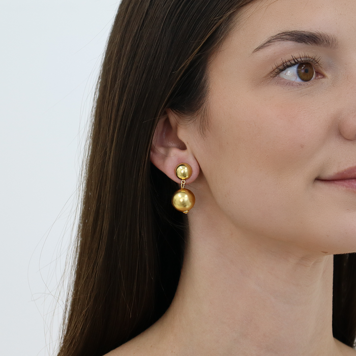 Earrings, Golden Sphere Drop