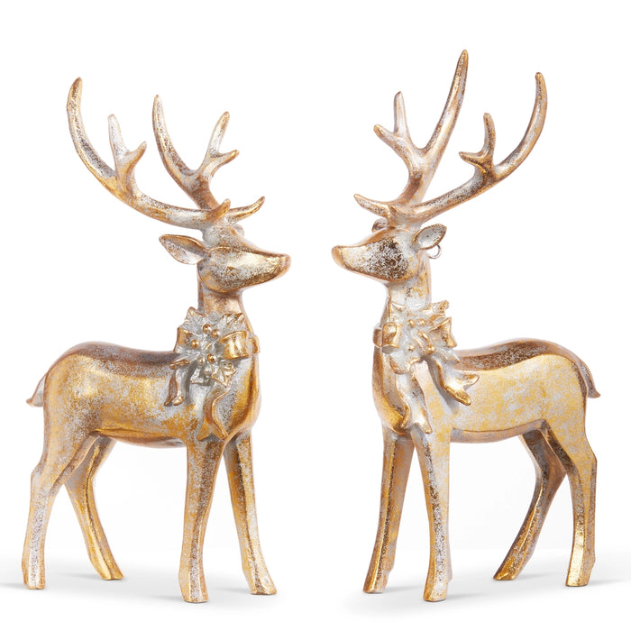 7" Aged Gold Deer Ornament
