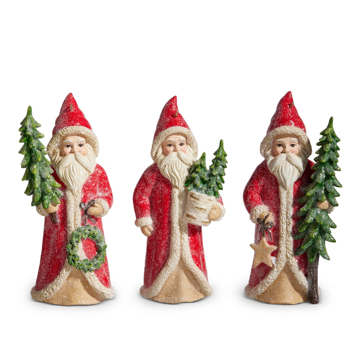 Red Santa with Tree Ornament, 3 Styles