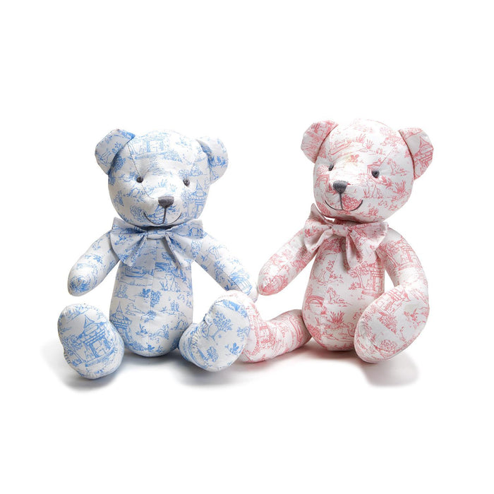 Toile Teddy Bear, Pink or Blue