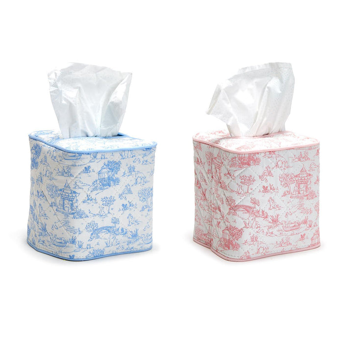 Toile Tissue Box Cover, Pink or Blue