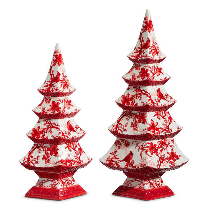 Red Chinoiserie Trees, 2 Sizes