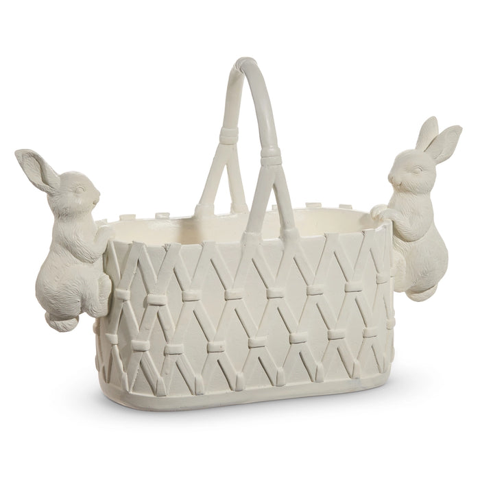 White Oval Bunny Basket