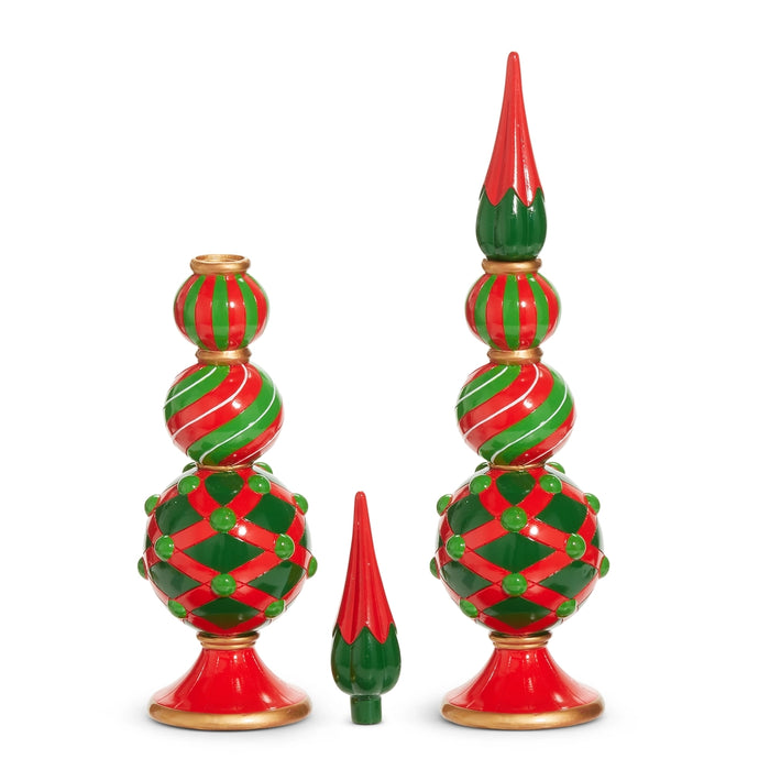 Finial Candle Holder, Red