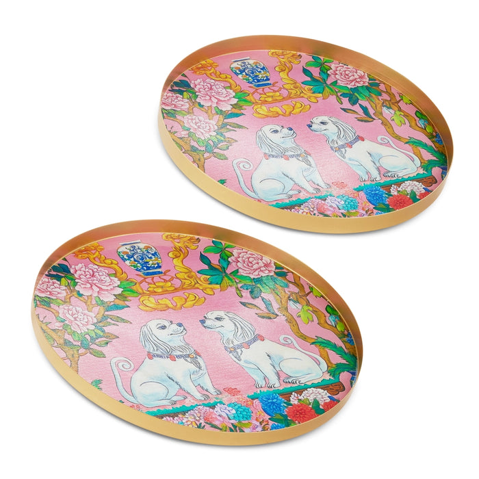 Pink Foo Dog Trays, 2 Sizes