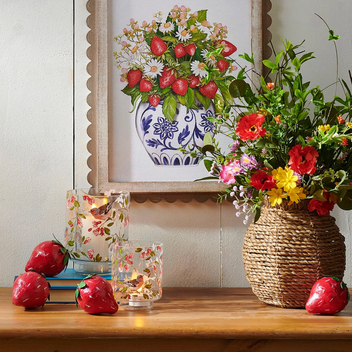 Glass Floral Pattern Containers, Clear, 2 Sizes