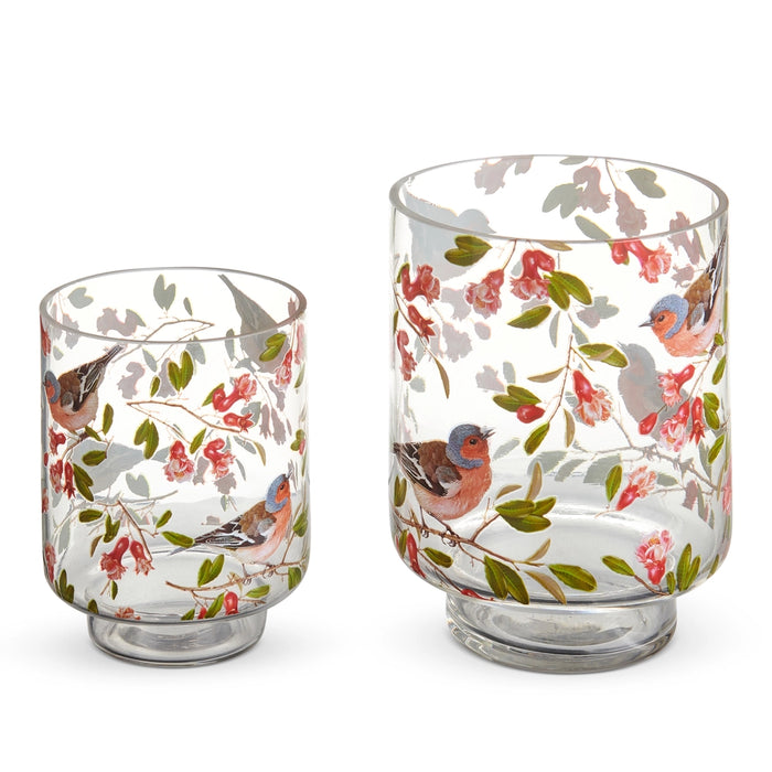 Glass Floral Pattern Containers, Clear, 2 Sizes