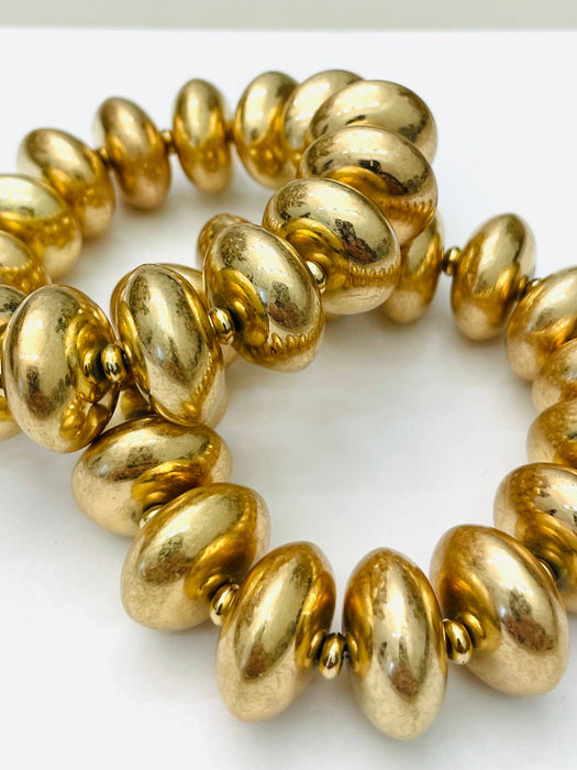 Bracelet, Thick Disc Bracelet, Worn Gold
