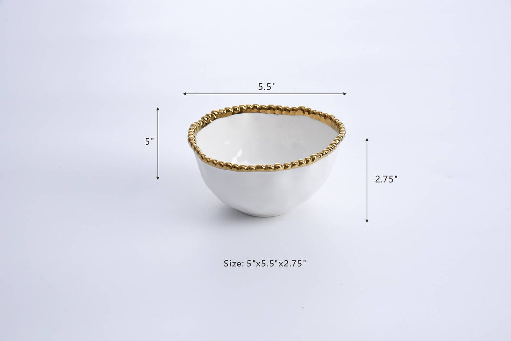 Small Bowl, White and Gold