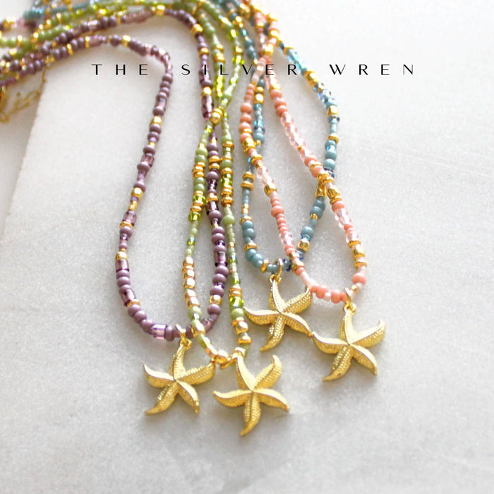 Starfish Unity Beaded Necklace, Blue