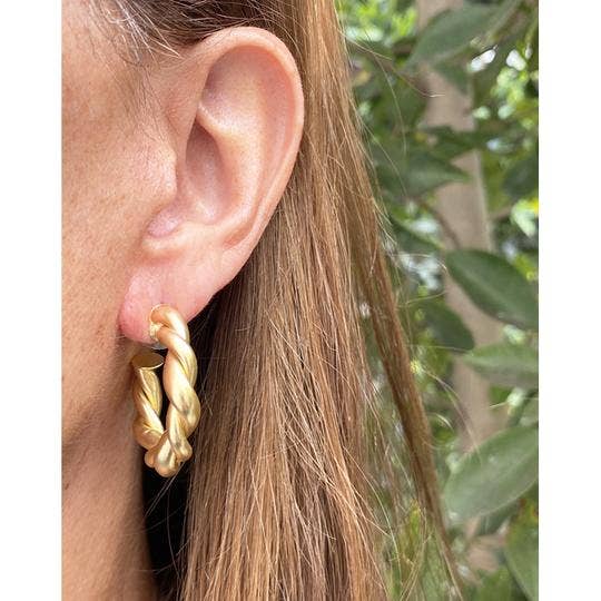 Earrings, Twisted Braid Hoop