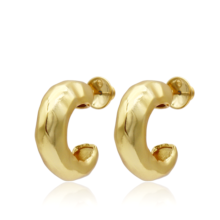 Earrings, Hammered Metal Hoop