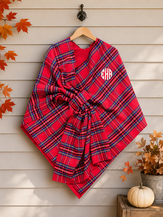 Tartan Plaid Keyhole Wrap, One Size