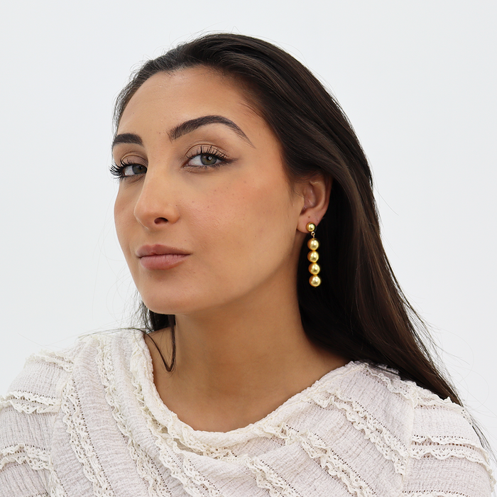 Earrings, Gold Beads Linear