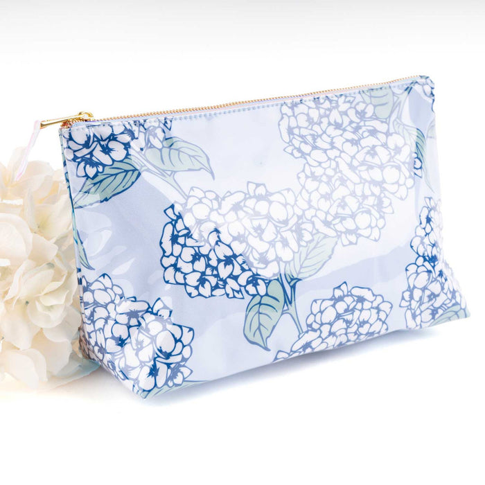 Clear Coated Travel Cosmetic, Hydrangea Stem