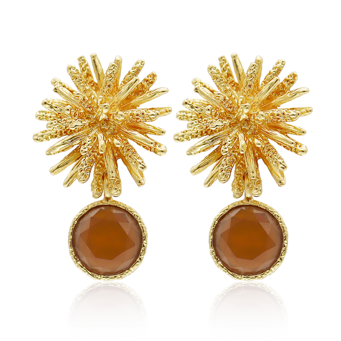 Earrings, Starburst x Gem Drop, Mocha