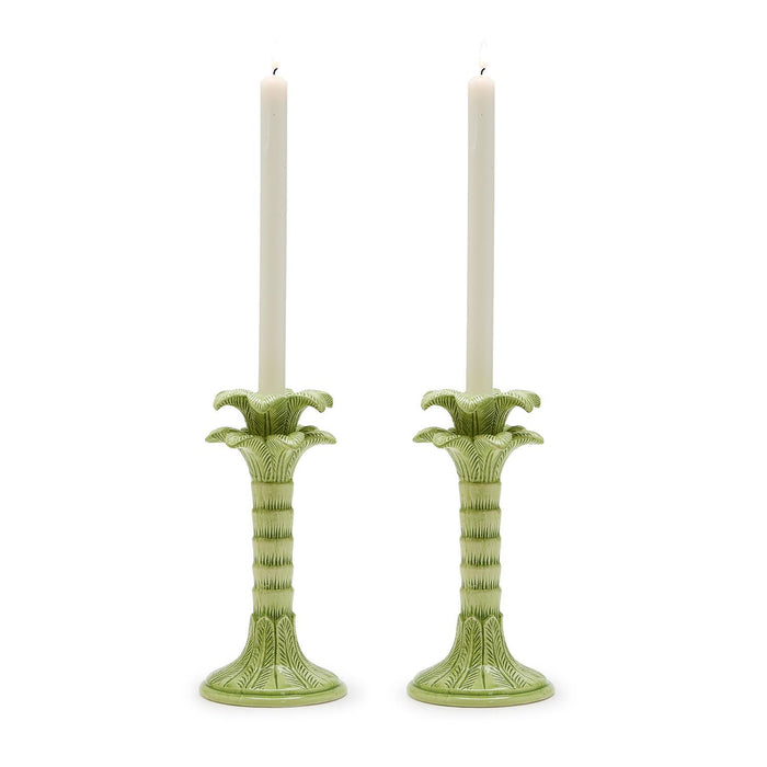 Candlesticks, Green Palm Leaf Tapers (set of 2)
