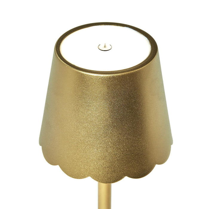 Cordless LED Table Lamp, Gold Scalloped