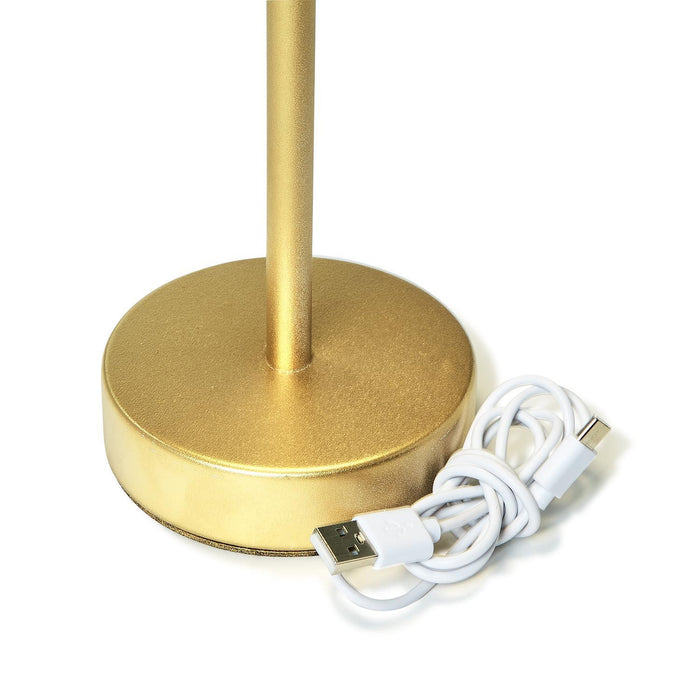 Cordless LED Table Lamp, Gold Scalloped