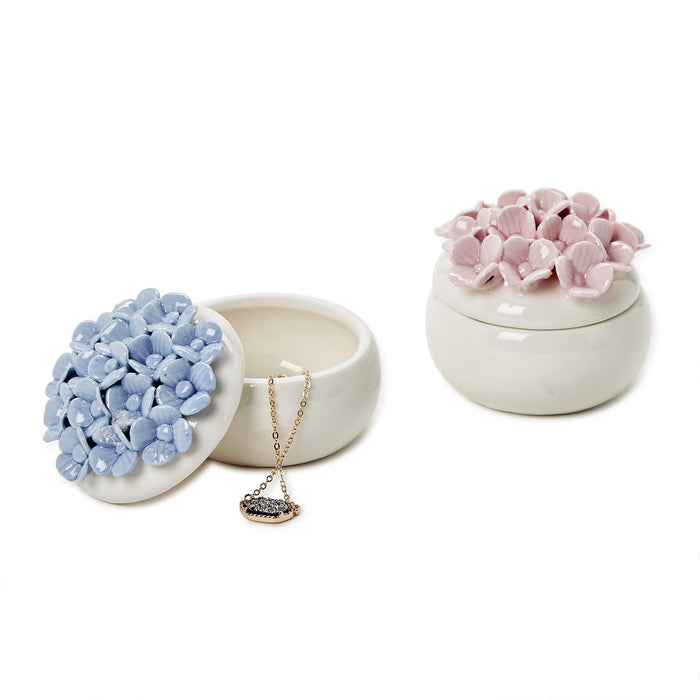 Hydrangea Trinket Jewelry Box with Lid, 2 Colors