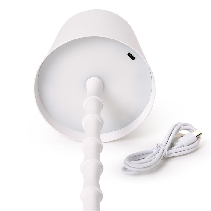 LED Portable Cordless White Bamboo Table Lamp