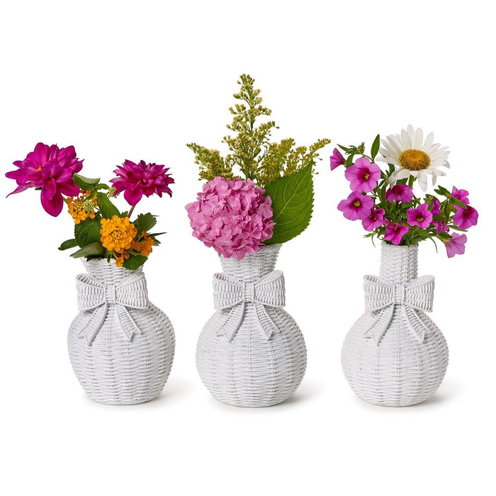 Basket Weave Vase with Bow, Three Styles