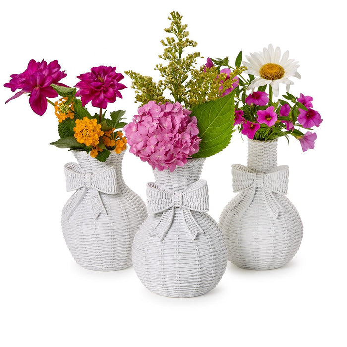Basket Weave Vase with Bow, Three Styles